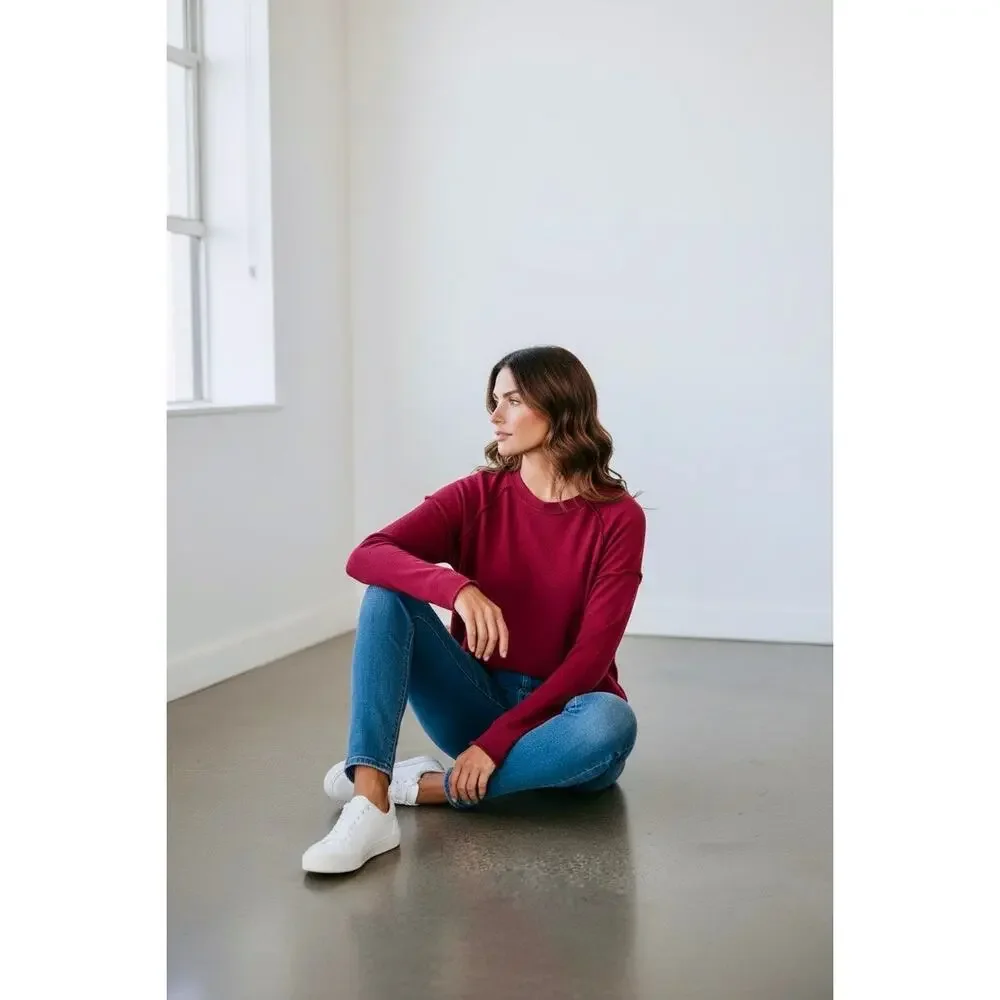 Eileen Fisher Women's Crewneck Cotton Pullover Sweater Pink Size XS/XXS NWT
